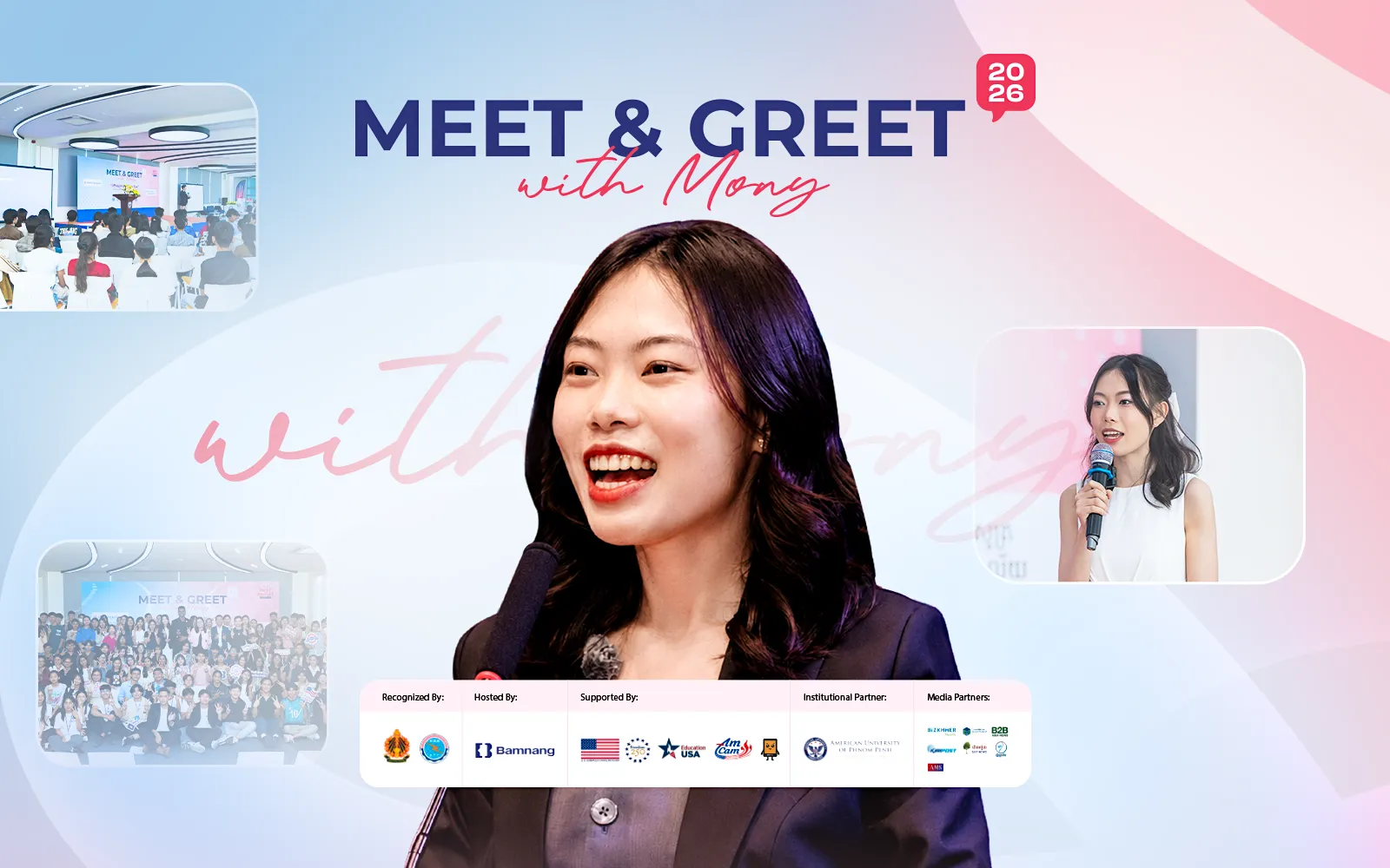 Meet and Greet with Mony 2026 banner - Student event and career workshop at Bamnang